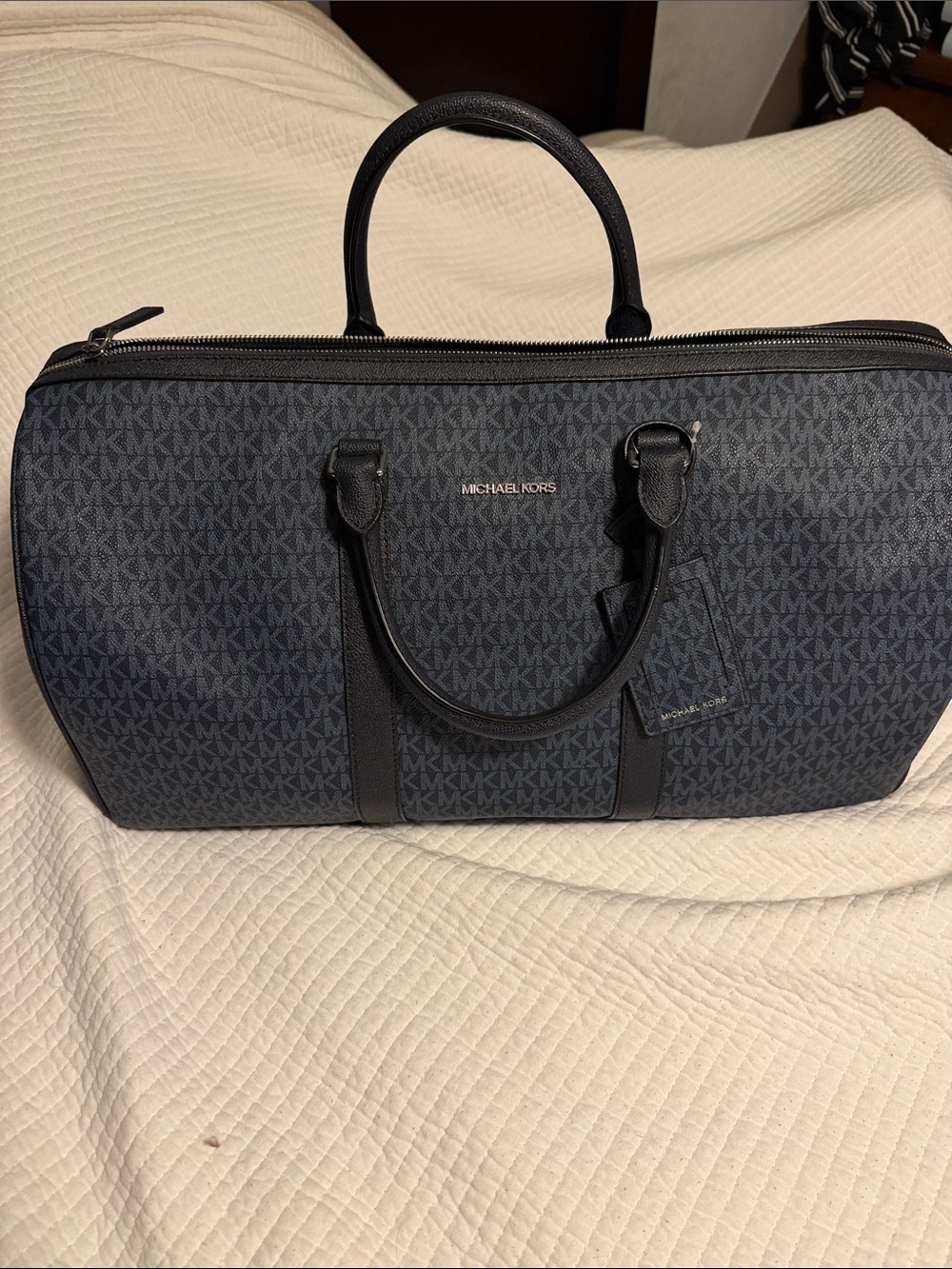 Michael Kors Dark Navy MK Logo Travel Duffel